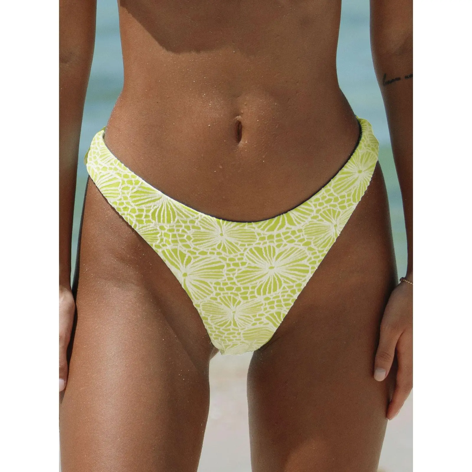 Floral Jacquard Bikini Bottom