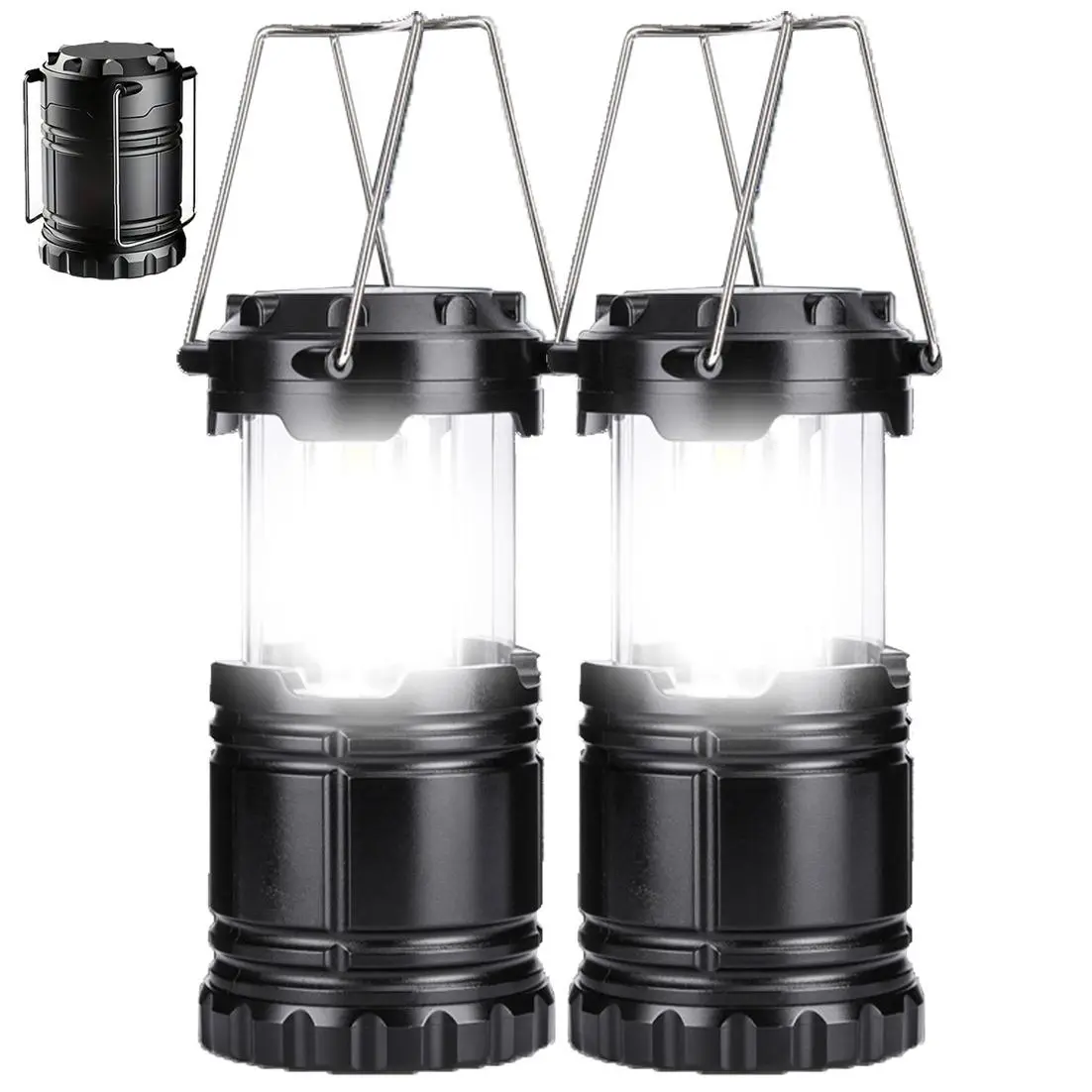 2-Pack Ultra Portable High-Brightness Durable LED Camping Lanterns, Quick-Deploy Emergency Flashlights, Long-Lasting Light, Outdoor Adventure Gear