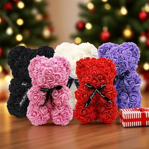 Eternal Rose Bear - Artificial Flower Valentine's Gift for Girlfriend, Miniature Anniversary Present, Romantic Home Party Decor Supplies HOT