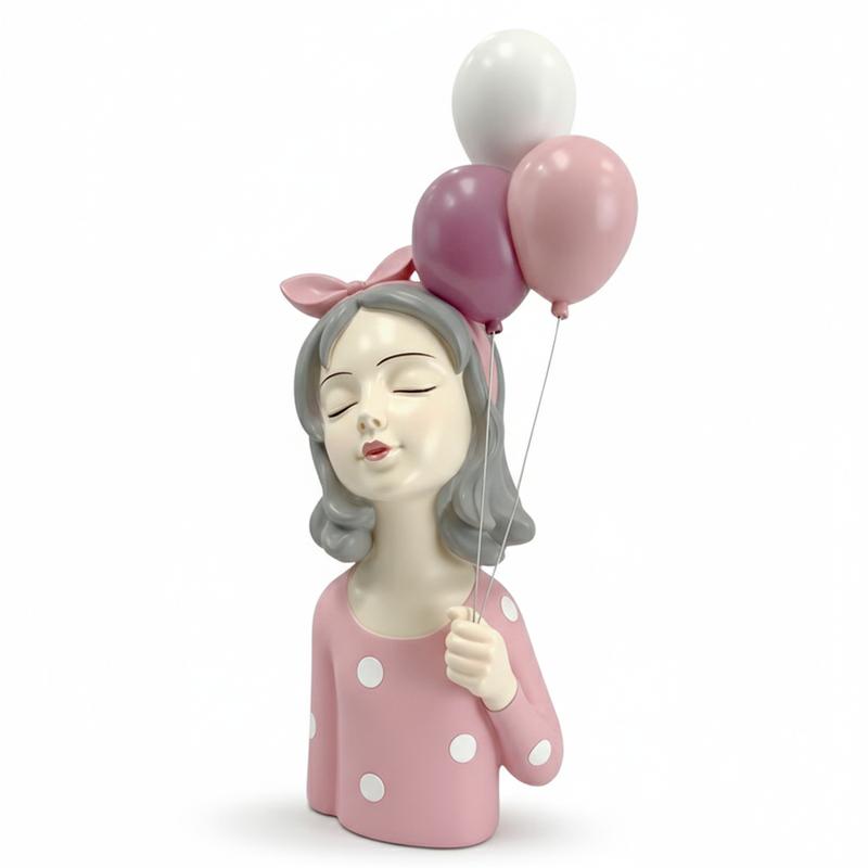 Charming Pink Girl Statue Set - Cute Resin Home Decor, Tabletop Ornament, and Sweet Gift, perfect for placing on a desk or shelf, and an ideal birthday gift for best friends and loved ones.