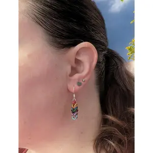 Progress Pride Box Weave Chainmail Earrings - Handmade