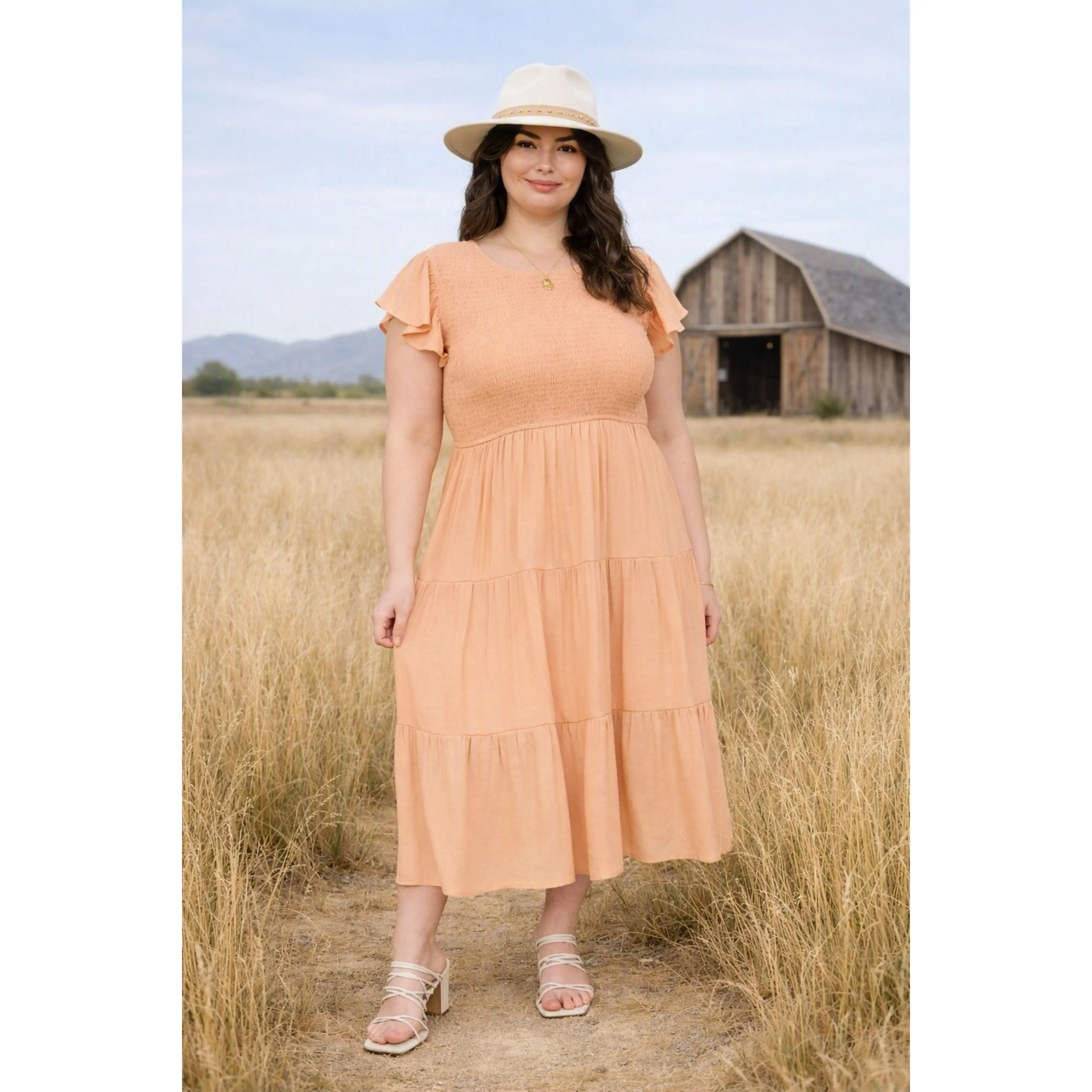 Extended Size Coral Dress