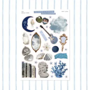 Dream-core Aesthetic Trinkets • Junk Journal Sticker Sheet • Trinkets & Tidbits • Scrapbook Stickers • Vision Board • Blue Objects