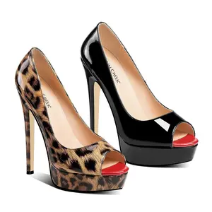 High Platform Super Stiletto Peep Toe Slip On Pump Shoes Adult