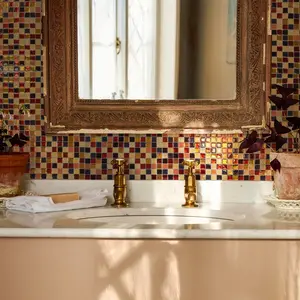 Self-Adhesive Mosaic Wall Stickers Waterproof Oilproof Kitchen Bathroom Decor, (5pcs/10pcs) Easy Peel & Stick Tiles