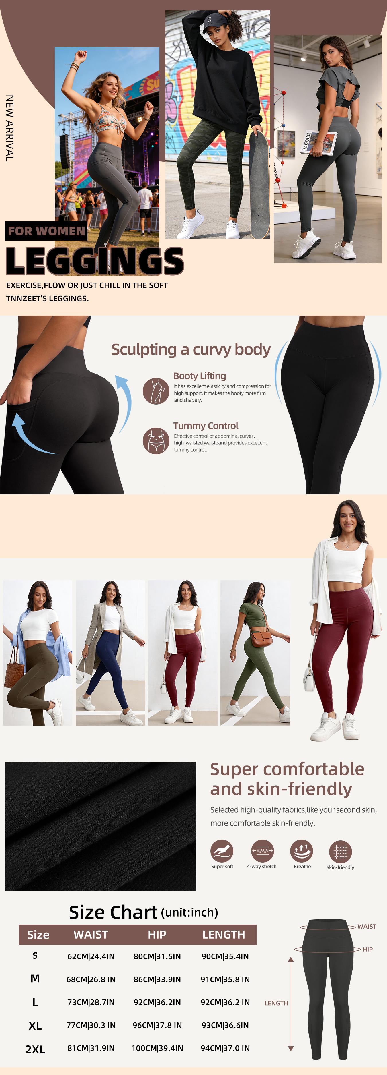 6 Packs Leggings with Pockets for Women, High Waisted Workout Leggings, Tummy Control Yoga Pants, Stretchy Athletic Pants for Running Gym Fitness, Soft Breathable Quick Dry Activewear