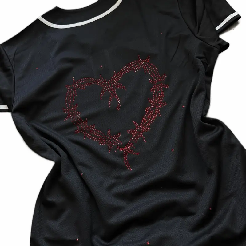 KG Red Rhinestone Unisex Jersey Oversized