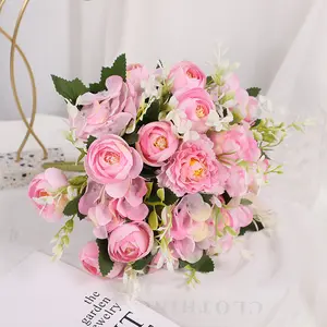 High-End Silk and Plastic Tina Hydrangea & Lotus Artificial Flowers, Fake Flowers for Wedding Decorations, Home Decor daffodils plants UV Resistant Tricolor flower filler garden roses flowerbouquets Eternal Rose Bouquet Sofa Blanket