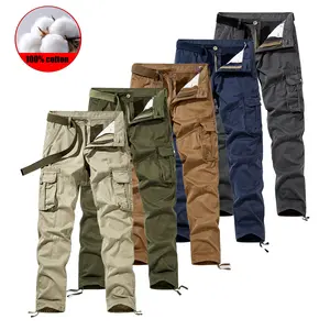 1-pack men’s all-cotton cargo pants — stylish, comfortable, multi-pocket design; casual, versatile outdoor workwear pants (without belt) fathersdaygift