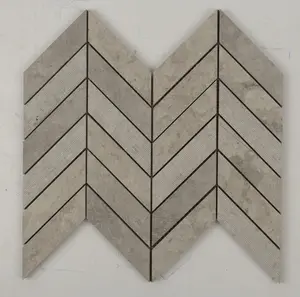 Thala Grey Chevron Limestone Mosaic Tile