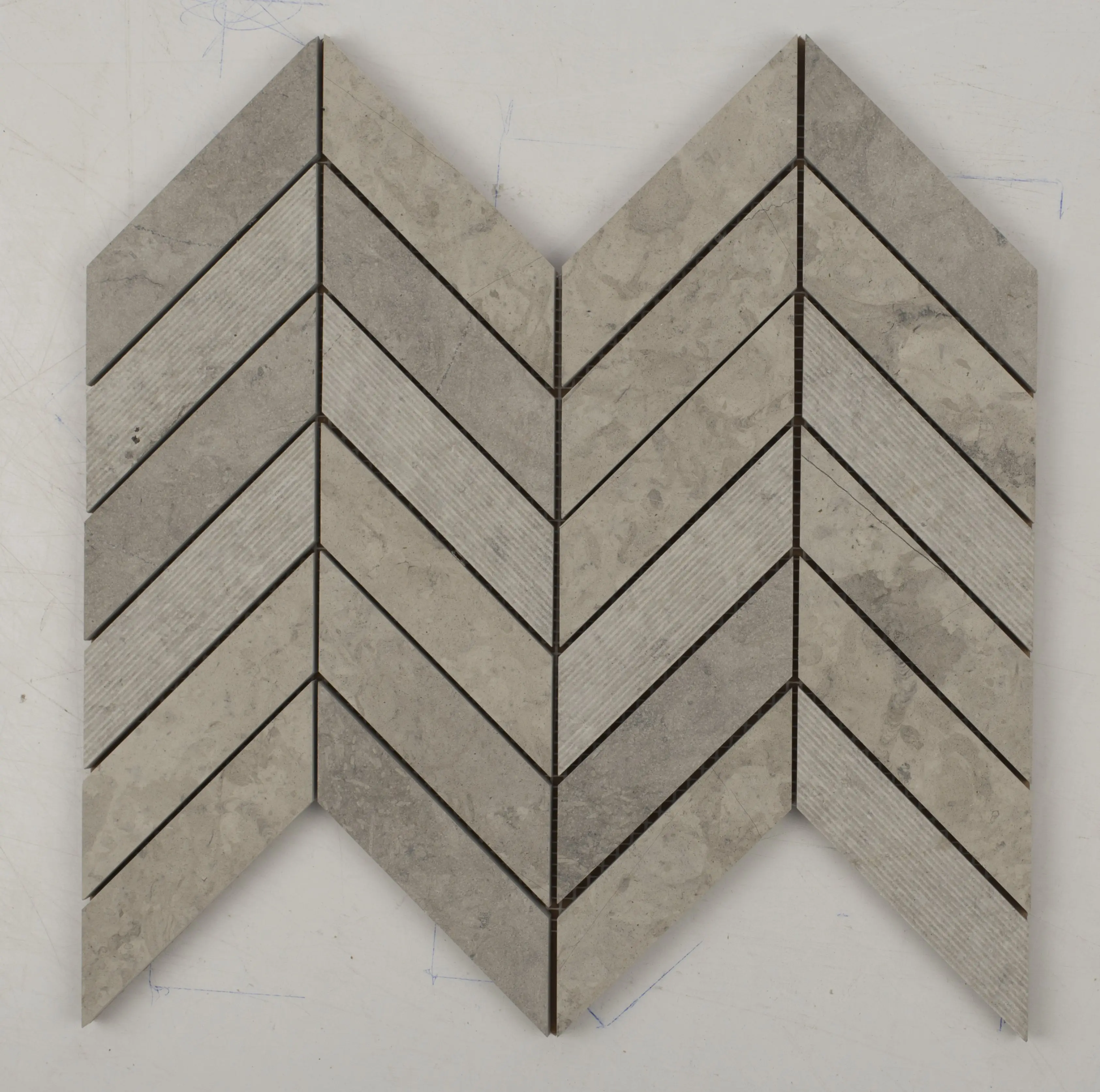 Thala Grey Chevron Limestone Mosaic Tile