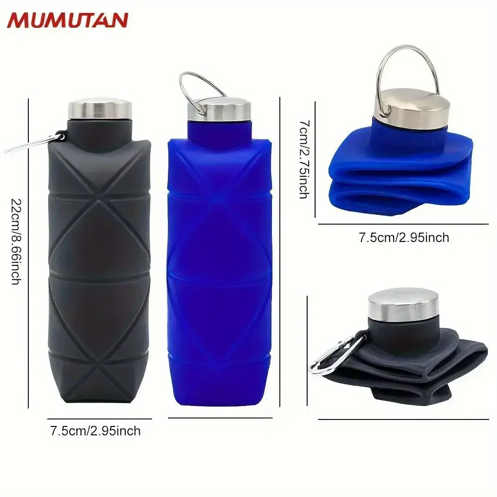 Portable silicone water bottle, foldable leak proof sports drink with handle, washable and reusable cup, lightweight cup for outdoor camping and hiking, insulated sports bottleRAIMENTRY Portable silicone water bottle, foldable leak proof sports drink with handle, washable and reusable cup, lightweight cup for outdoor camping and hiking, insulated sports bottleRAIMENTRY