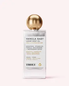 Vanilla Baby Plumping Body Shimmer Oil – Brightening Formula with Niacinamide & Bakuchiol – Hydrates, Firms & Nourishes for Radiant Skin – Boosts Elasticity & Smoothness with a Silky, Shimmering Finish – Warm Vanilla Scent