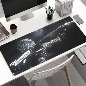 Cool Japanese Samurai Neon Sword Pattern Large Gaming Mouse Pad,Aesthetic Desktop Protection Pad,Washable Rubber Pad Non-Slip Lock Edge Multi-Size Mouse Pad Suitable For Home Office,Good Gift for Family and Friends