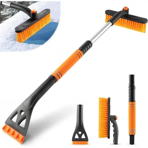Ice Scraper and Snow Brush for Car Windshield, 32" Extendable Snow Removal Tool with 360° Rotating Brush, Automotive exterior Accessories and Winter Essentials for Cars, Trucks, and SUVs