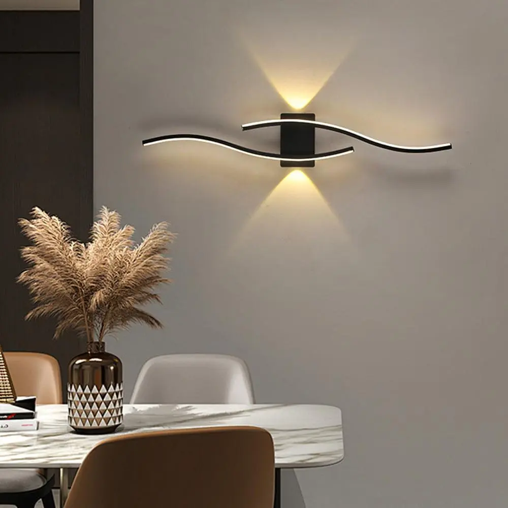 Modern LED Warm Light Wall Lamp, /gold 60cm, S-Shaped Design, Indoor Wall Light, Interior Lights, Suitable for TV Background, Bedroom, Hallway Decorative Lights