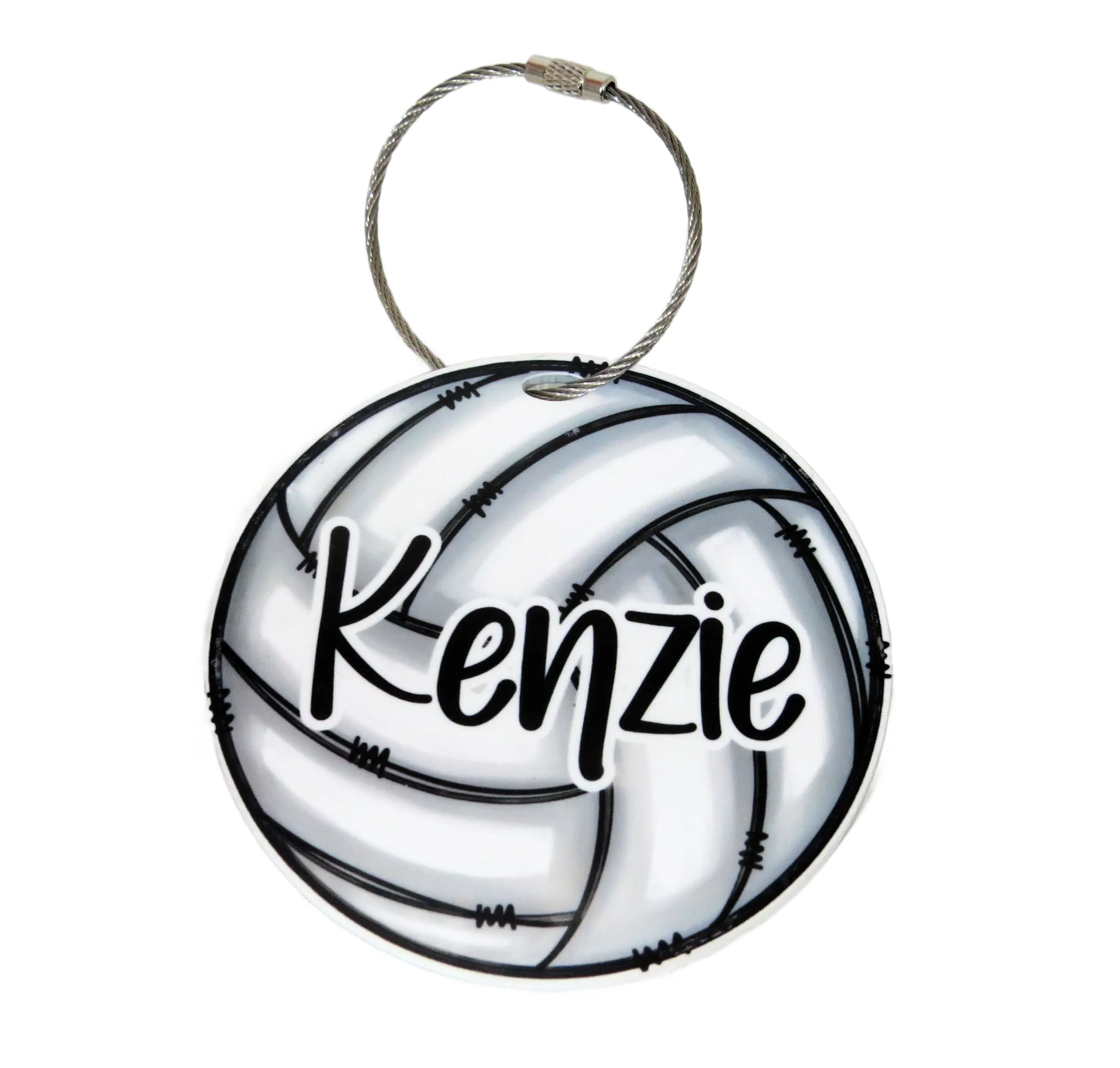 Kenzie's Boutique Handmade Volleyball Bag Tag Personalized with Name for Backpack or Sports Bag Gift – Acrylic Keychain Charm for Girls – Marker ID Identification Label Toddler Teen Accessories