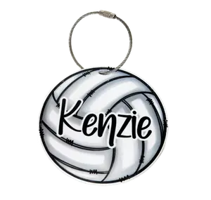 Kenzie's Boutique Handmade Volleyball Bag Tag Personalized with Name for Backpack or Sports Bag Gift – Acrylic Keychain Charm for Girls – Marker ID Identification Label Toddler Teen Accessories