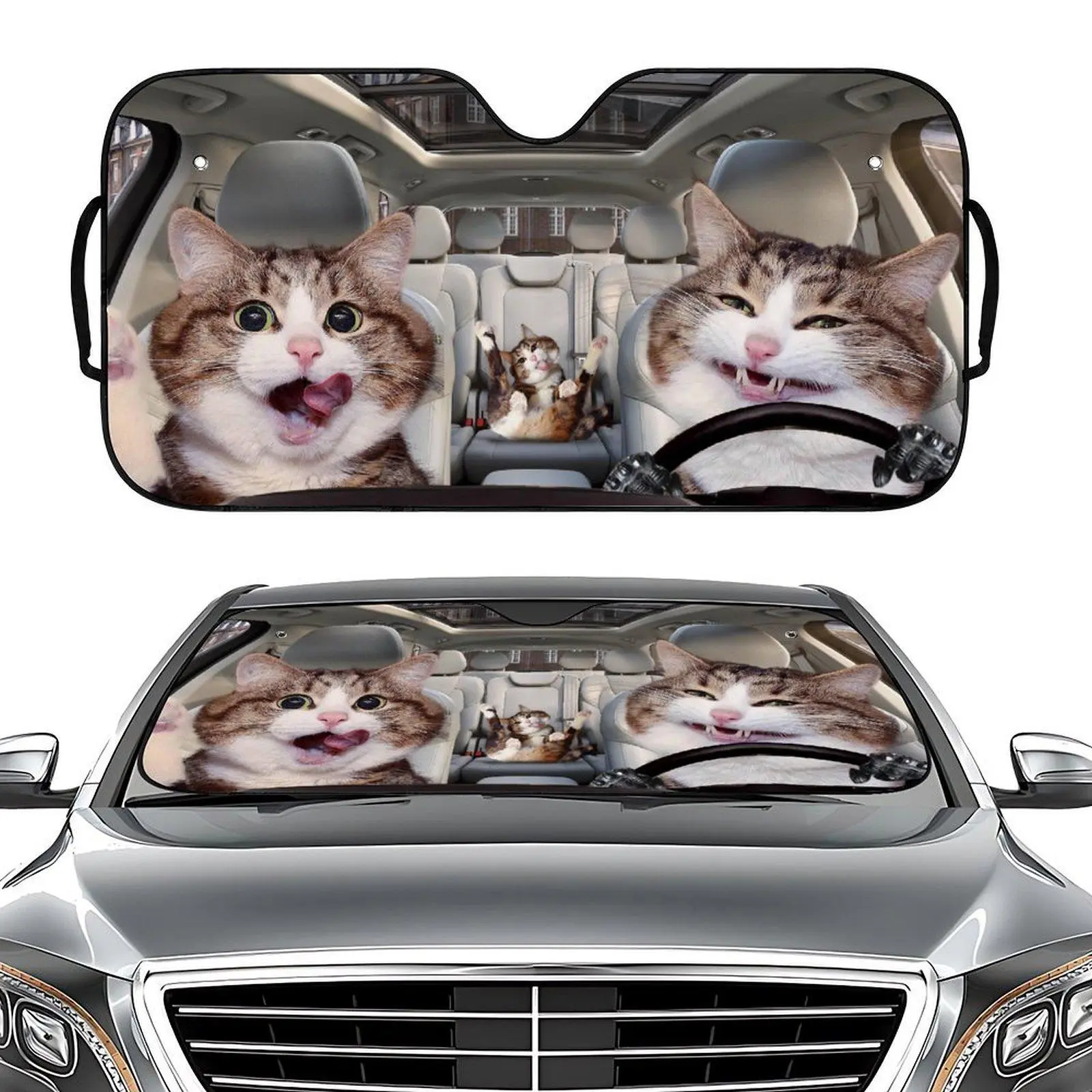Cute Cat Pattern Car Windshield Sunshade, Universal Car Front Window Sunshade, Car Accessories for Women & Men, Sun Shade Cover, Windscreen Shade Cover, Window Shades Car, Car Window Sunshades