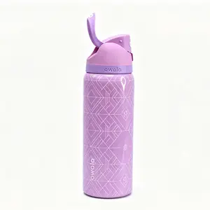 Owala FreeSip 32oz Stainless Steel Straw Water Bottle, Light Purple Geometric Print, Built-in Carry Loop, BPA-Free Insulated Tumbler for Hot & Cold Drinks, Portable Cup for Sports, Fitness, Outdoor, Coffee & Daily Use