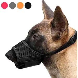 Dog Muzzle,Soft Nylon Muzzle Anti Biting Barking Chewing,Air Mesh Breathable Drinkable Adjustable Loop Pets Muzzle for Small Medium Large Dogs 4 Colors 4 Sizes (Black, L) PET MUZZLE pet muzzle