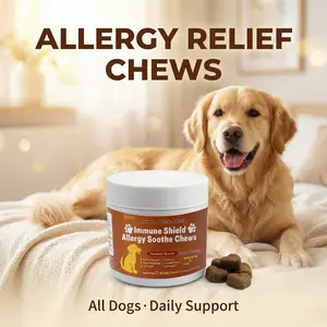 Dog Immune Shield Allergy Soothe Chews (Peanut Butter Flavor) - Colostrum, Astragalus & Omega-3 for Immune Support, Seasonal Allergies, Itchy Skin, Shedding & Gut Health - No Chemical Additives - Safe for All Ages & Breeds - 90 Chews, Fast US Shipping
