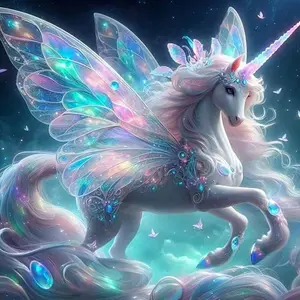 Fairy Wing Unicorn Starry Sky 5D Full Drill Diamond Painting Kit Magical Design with Shimmering Iridescent Wing and Gem Accents Enchanted Fantasy Art Style DIY Art for Home Wall Decor Ideal Gift for Fairy Tale Art Fans and Craft Enthusiasts