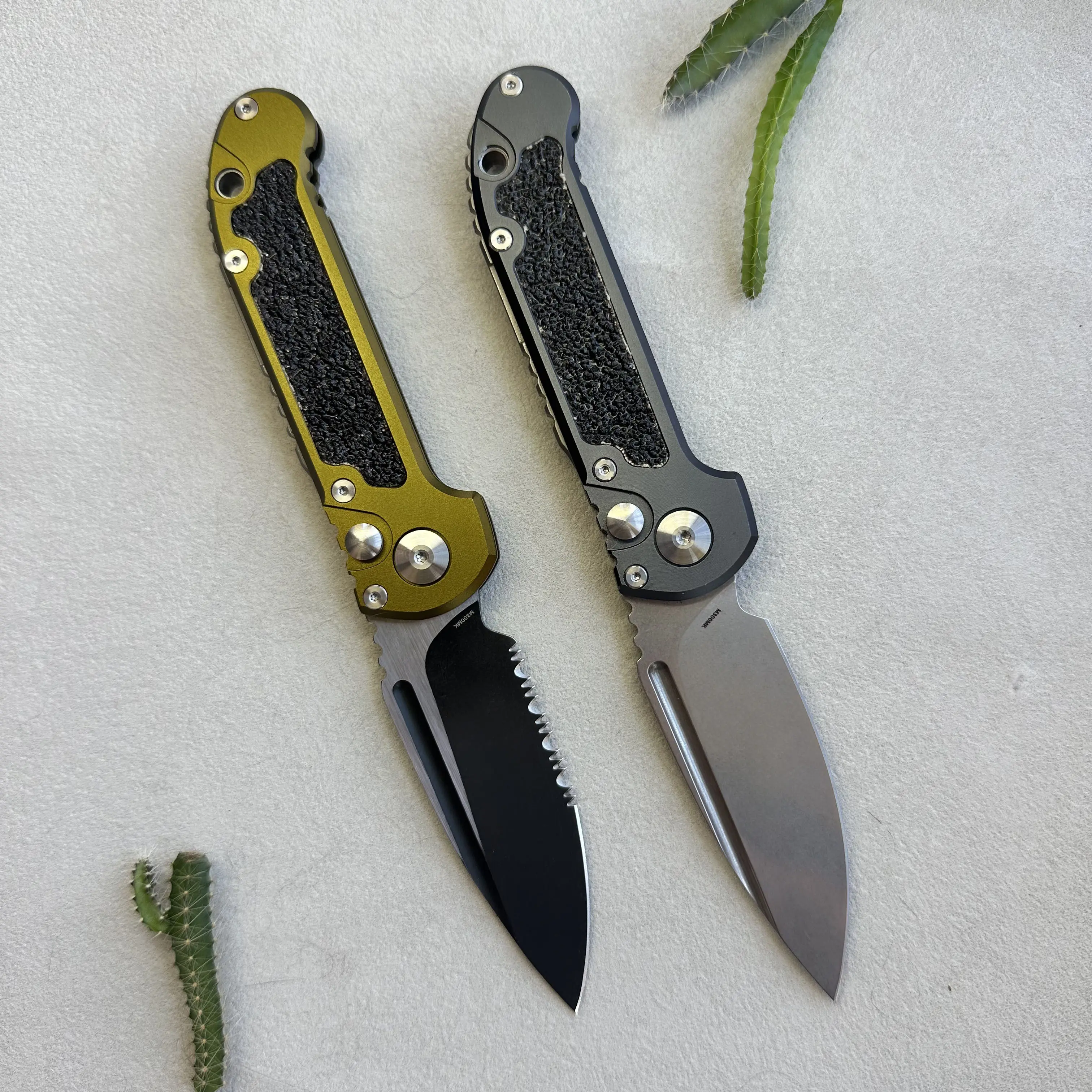 Folding Pocket Knives for EDC, D2 Steel Drop Point Half Serrated Blade with Black Finish, Lightweight Gray Aluminum Handle