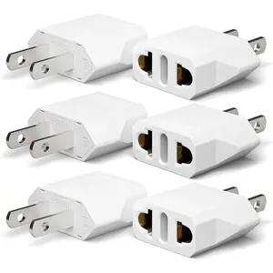 European to  Outlet Plug Adapter,  EU  to   Travel Adapter Plug Power Converter, EU/Asia/AU/ to U.S  Outlets Wall Plug Adapters Type A (6-Pack, White)