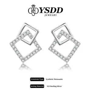 【4.20 】Stylish Interlocking Full Moissanite Earring Stud vvs Synthetic Moissanite Earrings in 925 Sterling Silver