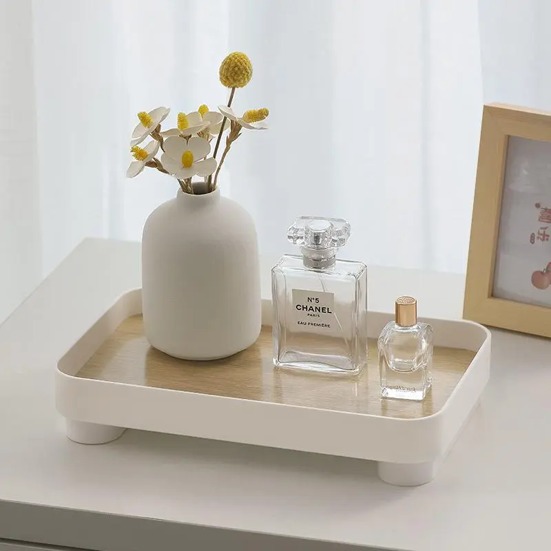 Wooden Desktop Storage Tray, Multi-functional Desktop Storage Box, Desk Organizer for Perfume & Cosmetic, Home Organizer for Living Room Bedroom, Container