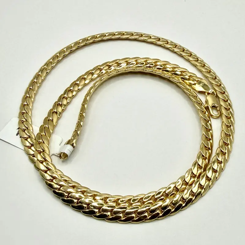Cuban Flat Chain 14k yellow gold filled gold filled necklace Oro laminado cadena