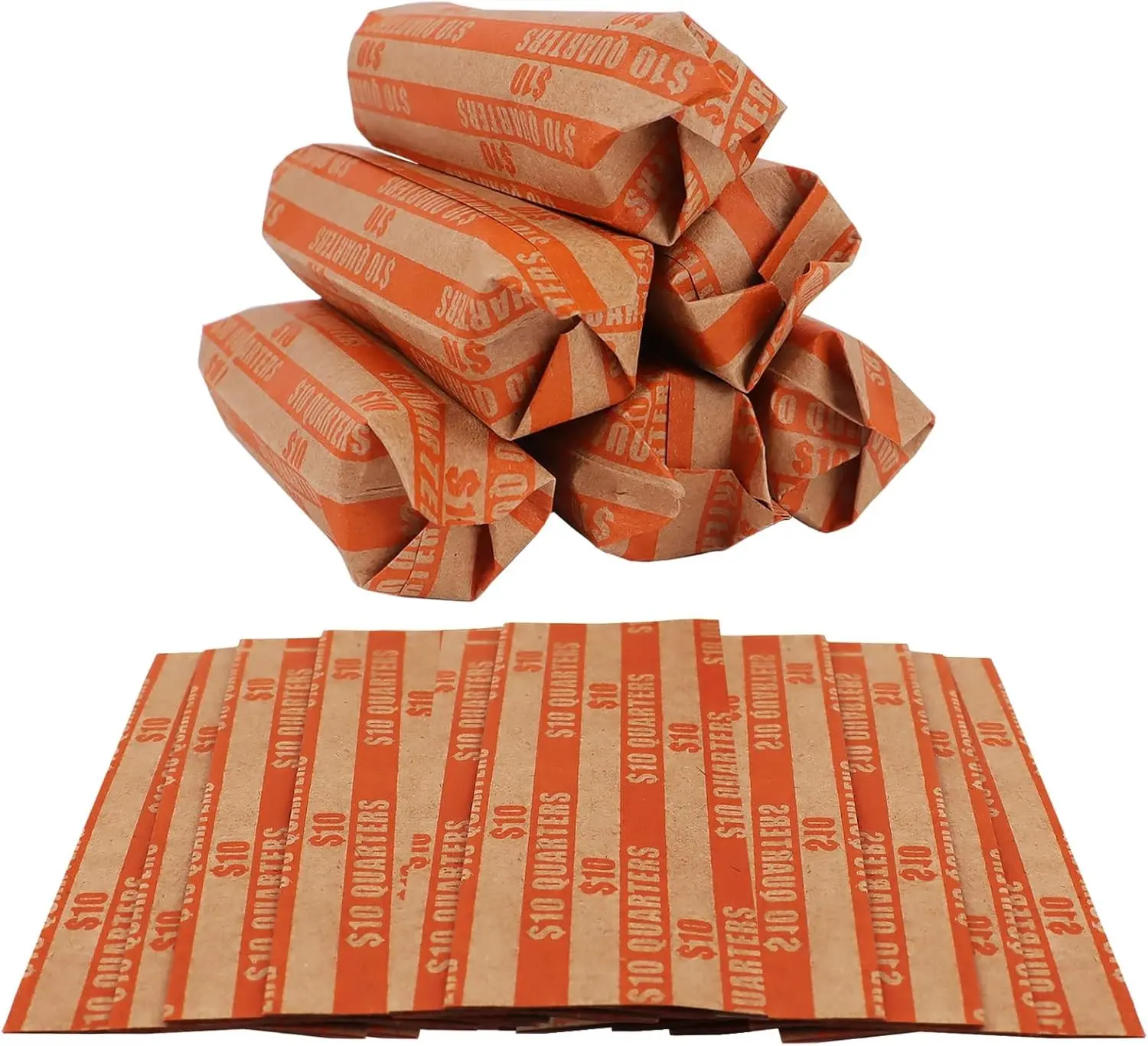 Coin Wrappers, 120 PCS Quarter Rolls Wrappers, Colorful Coin Rolls Wrappers, Flat Stripped Coin Rolls, Colorful Coin Sorter