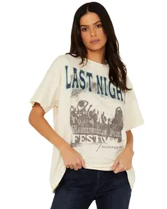 Cleo + Wolf Women's Adeline Short Sleeve Boyfriend Graphic Tee - Clsp24k81-Crm