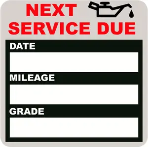 Oil Change Reminder Stickers - 120-Pack Static Cling Labels (2"x2")Keep track of your vehicle's service schedule with these ultra-clear static cling reminders that stick securely without messy adhesives.