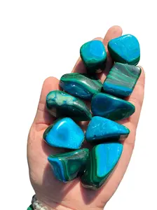 Malachite Chrysocolla Tumbled Stone Grade AA - Multiple Sizes Available - Tumbled Blue Chrysocolla Malachite Crystal - Polished Malacholla