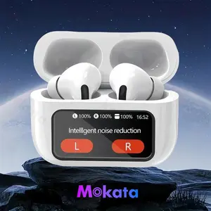 Wireless Active Noise Cancellation, BT 5.4 Headphones, Premium Sound Long Distance Connection Headset, Light-Weight Earbuds Built-in Microphone, Halloween/Christmas Gifts bluetooth kopfhörer Earbuds with LED Display  sport hifi immersive Audio White