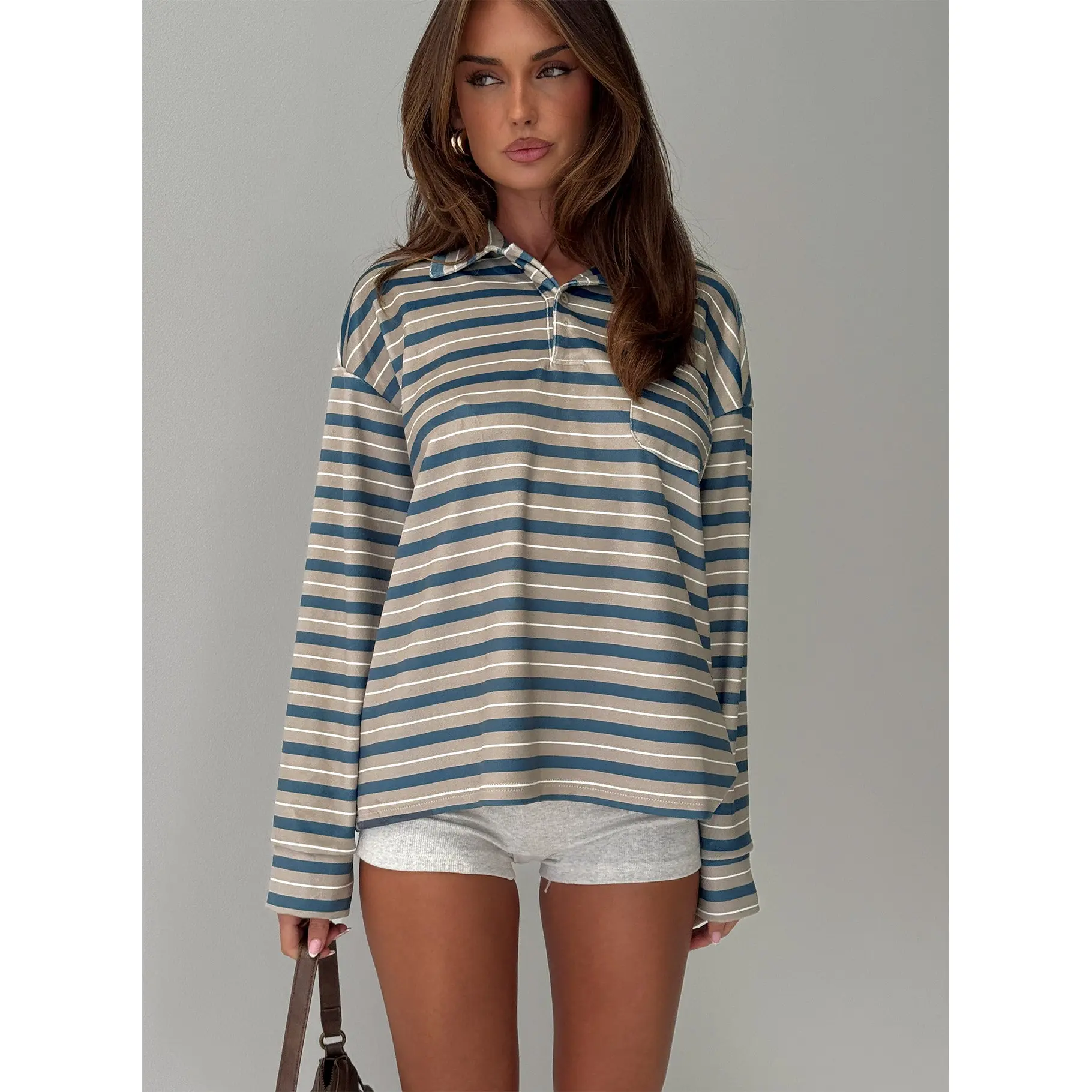 Mystris Collared Jumper Khaki Stripe