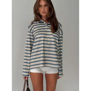 Mystris Collared Jumper Khaki Stripe