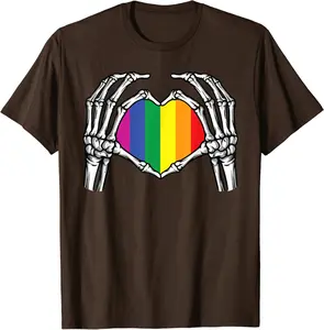 LGBT Skeleton Hand Heart Sign Bones Costume Funny Halloween T-Shirt - Janessaho Shop 61B0B9WFDFLF