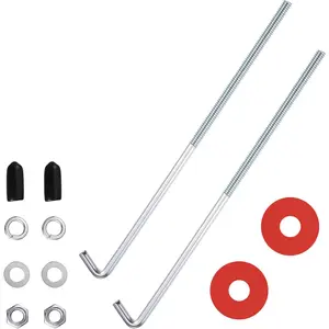 10 Inch Stainless Steel Car Battery Hold Down J Bolt Kit, Includes Hooks Nuts Washers Covers, Universal Car Battery Holder Car Accessories