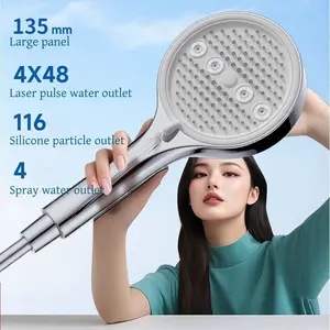 High-Pressure Handheld Shower Head, 6 Spray Mode Patterns, Water-Saving Design, Bathroom Shower Head, Fixed Shower Head, Bathroom Additions, Easy to Install, Durable, Silvery,Black Shower Head for Shower Use Solely For shower use solely