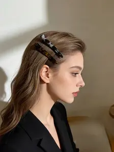 Luxury Large Hair Clips Set of 2, Tortoiseshell Texture, High-End Feel, Versatile for Makeup and Hairstyling, Elegant Hair Accessories