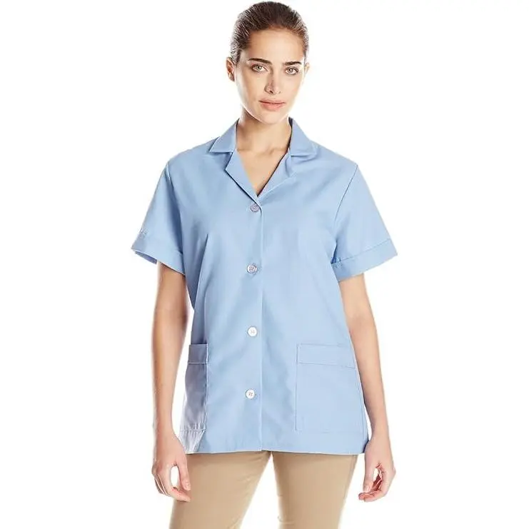 Red Kap Women's Shortsleeve Button-Front Work Tunic | Breathable & Wrinkle Resistant Cotton-Polyester Smock with Pockets, Blouse, Casual