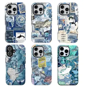 Shark Ocean Theme Phone Case, Marine Life Design, Sea Animal Print, iPhone 17, 16, 15, 14, 13, 12, 11