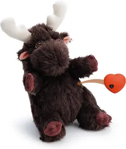 Fuzzwoof Moose HeartBeat Cuddle Dog Toy, Plush Stuffed Animal Pal with Battery-Powered Heartbeat, Ideal Comfort & Anxiety Relief Toy For All Breeds