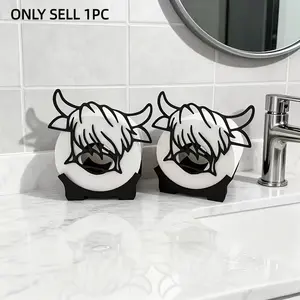 3D Printed Highland Cow Toilet Paper Holder, Cute Storage Rack, Bathroom Decorations, Bathroom Accessory, Indoor Outdoor Use, Small and Practical, Perfect Gift Choice