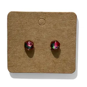Pink Stud Earrings with Labradorite