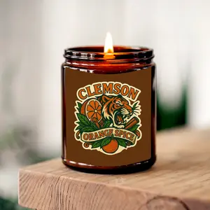Clemson Orange Spice - Orange & Clove Scented 8 oz Soy Candle - Falling For Greenville, SC Collection - Hand-Poured in Greenville, SC