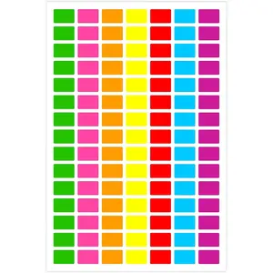 Pack of 1575 Square Color Coding Labels,1/2" x 3/4" Rectangular Stickers in 7 Colors Rectangle Folder File Labels